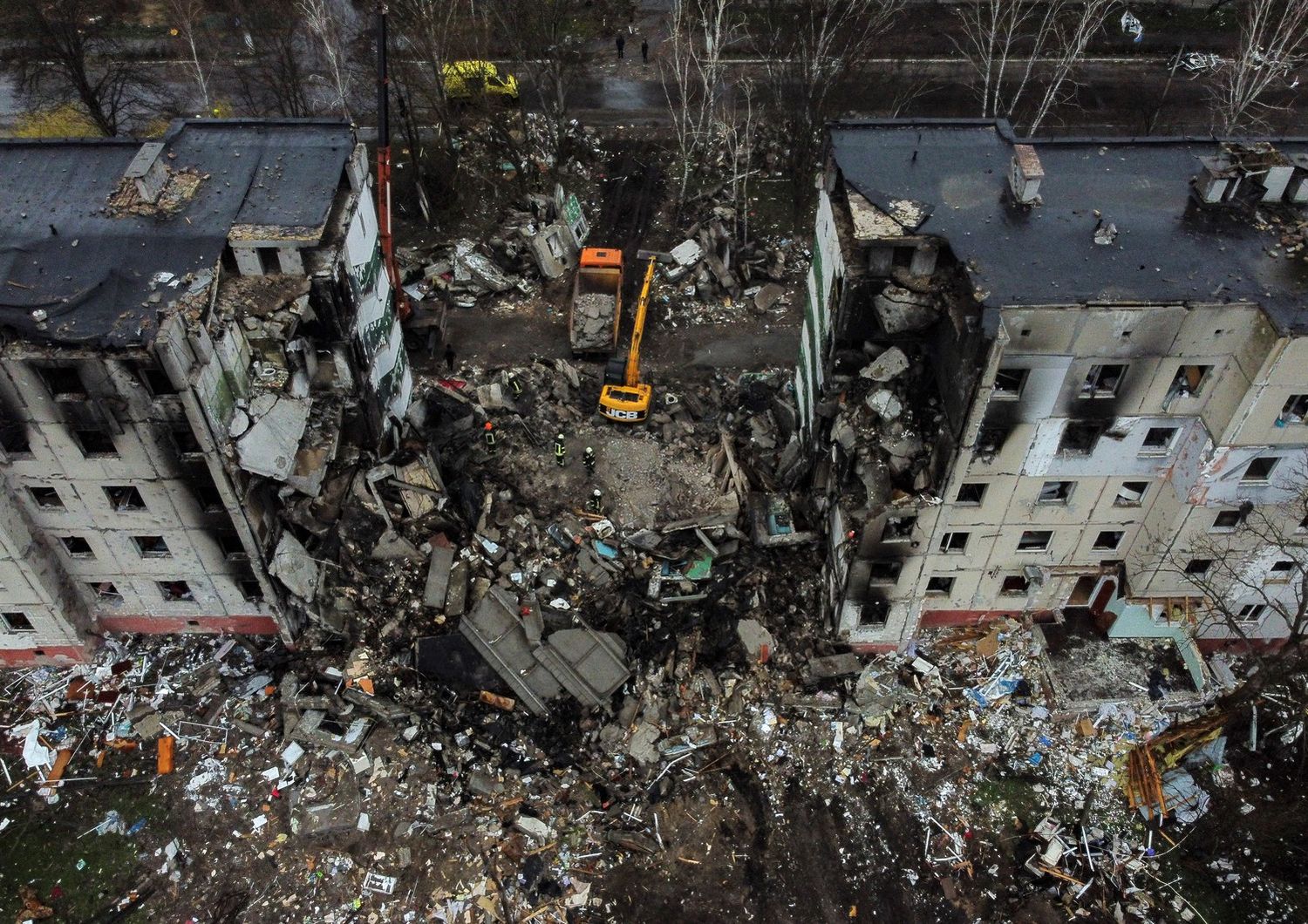 La citt&agrave; ucraina di Borodianka distrutta dai missili russi