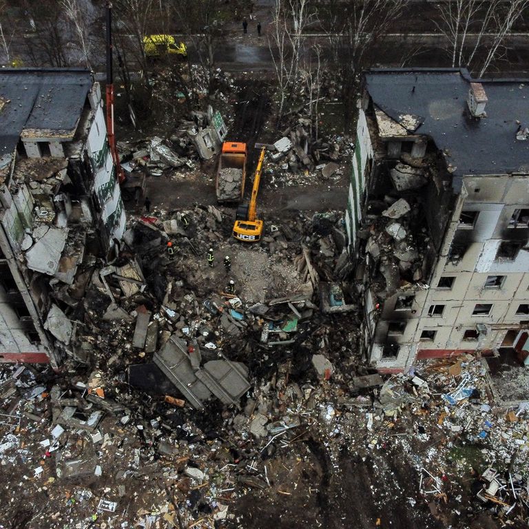La citt&agrave; ucraina di Borodianka distrutta dai missili russi