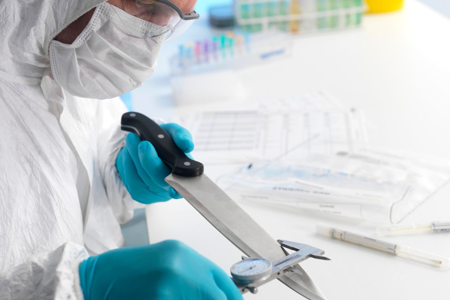 La scientifica al lavoro du un'arma usata per un omicidio