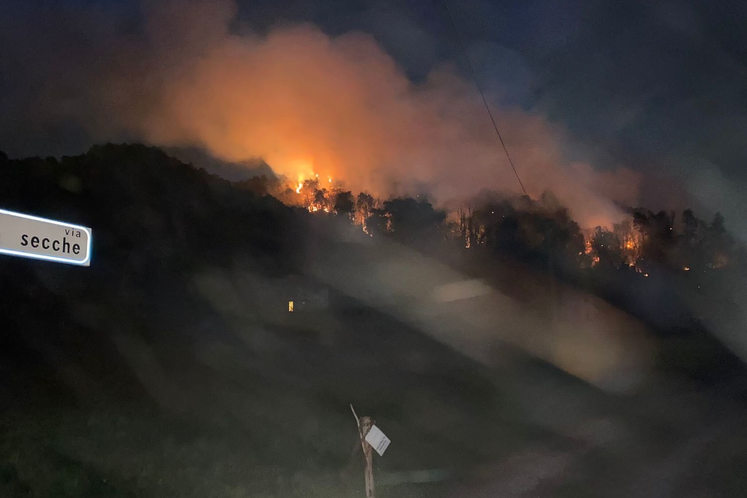 L'incendio che ha distrutto il bosco sul lago Maggiore