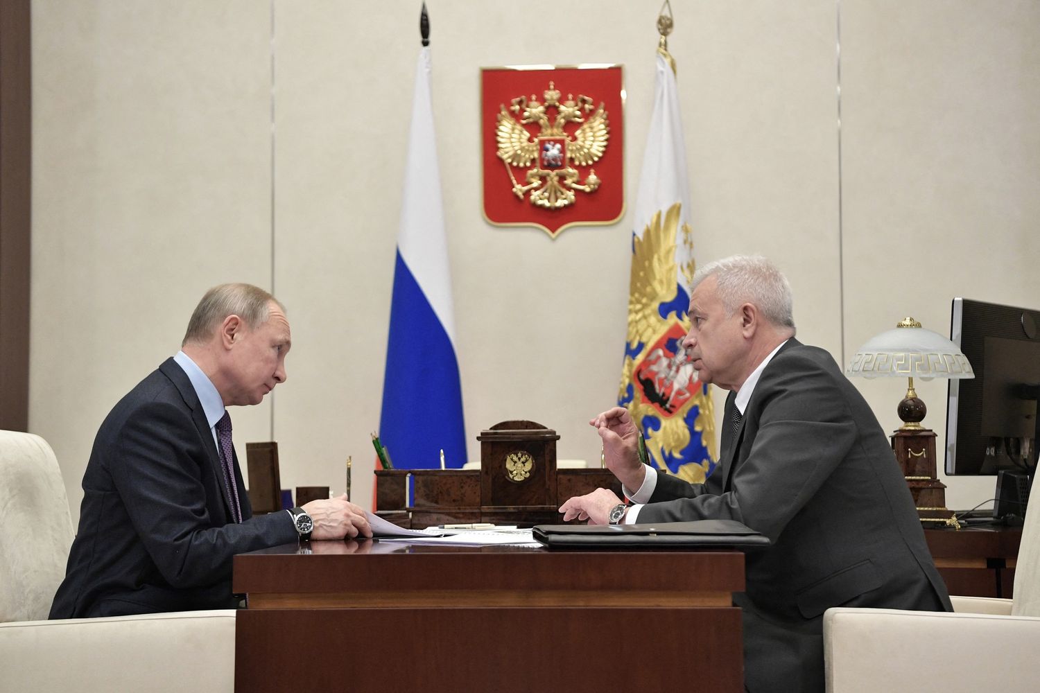 Vagit Alekperov in uno dei suoi incontri con Vladimir Putin