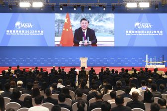 Il presidente cinese Xi Jinping in videoconferenza al Boao Forum for Asia