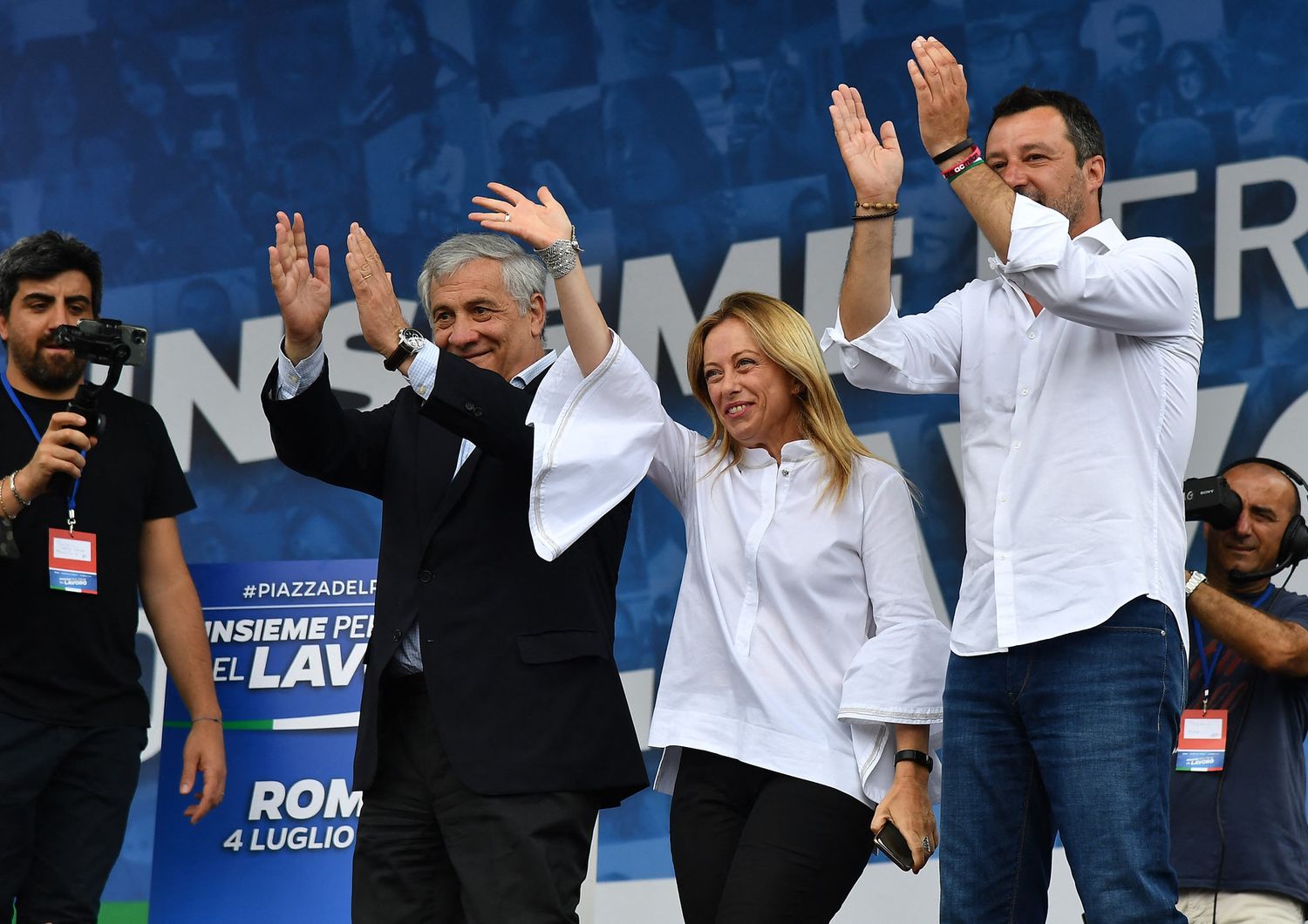 Antonio Tajani, Giorgia Meloni e Matteo Salvini