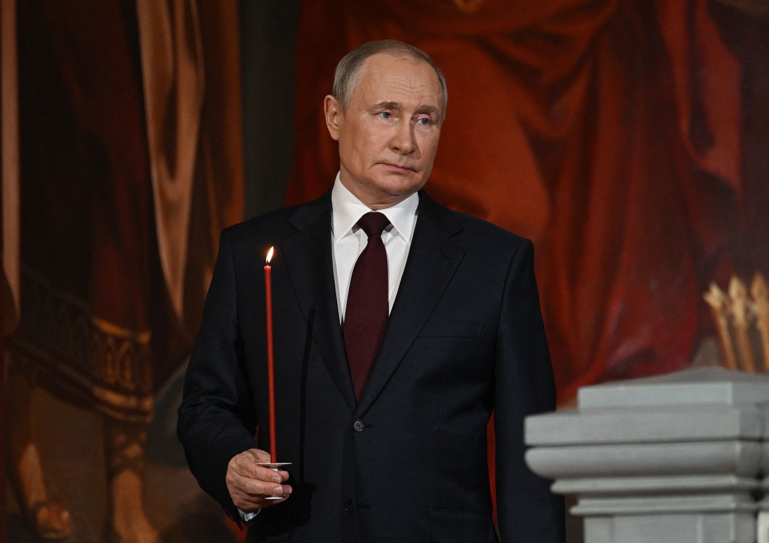 Il presidente Putin alla messa di Pasqua a Mosca&nbsp;