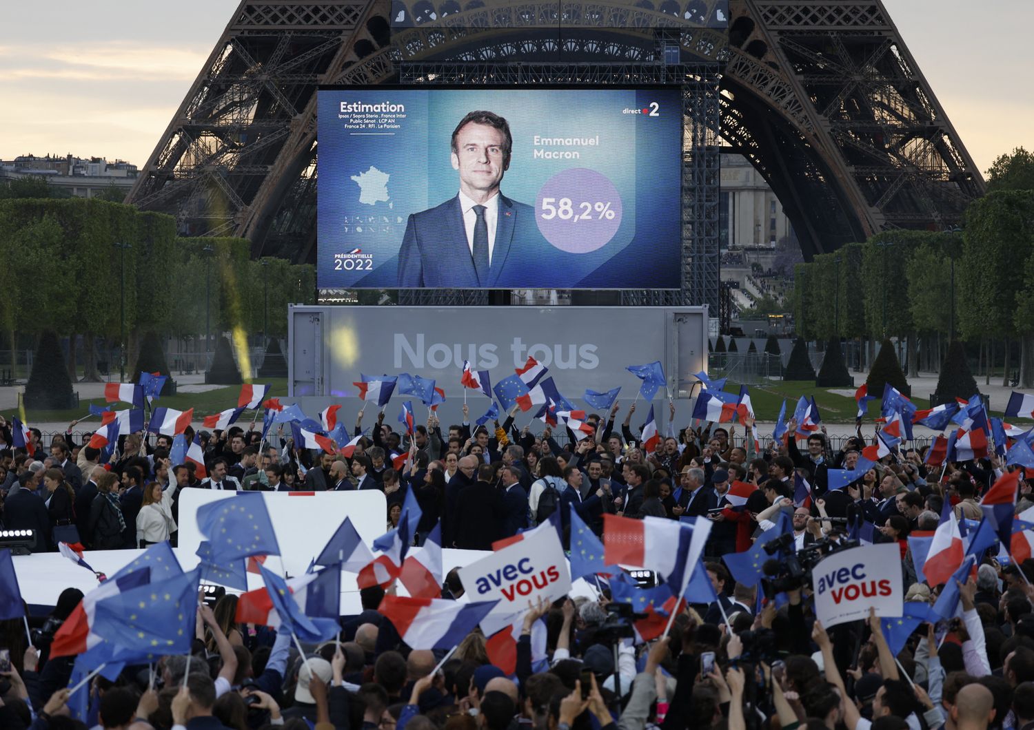 I sostenitori del presidente Macron al Campo di Marte&nbsp;
