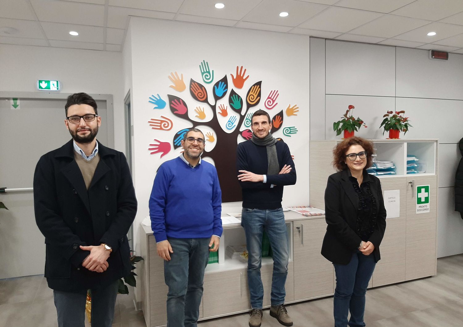Il team per la riabilitazione: da sinistra Davide La Terra, Luigi Maiorana, Stefano Martorana e Daniela Di Noto