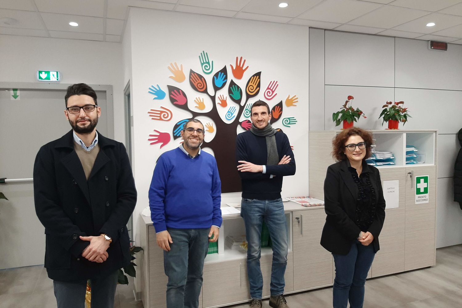 Il team per la riabilitazione: da sinistra Davide La Terra, Luigi Maiorana, Stefano Martorana e Daniela Di Noto