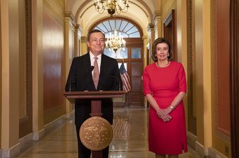 Il Presidente del Consiglio, Mario Draghi, incontra la Speaker della Camera dei rappresentanti, Nancy Pelosi&nbsp;