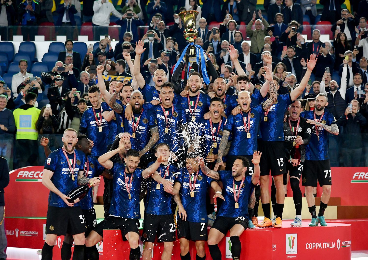 L'Inter festeggia la Coppa Italia all'Olimpico&nbsp;