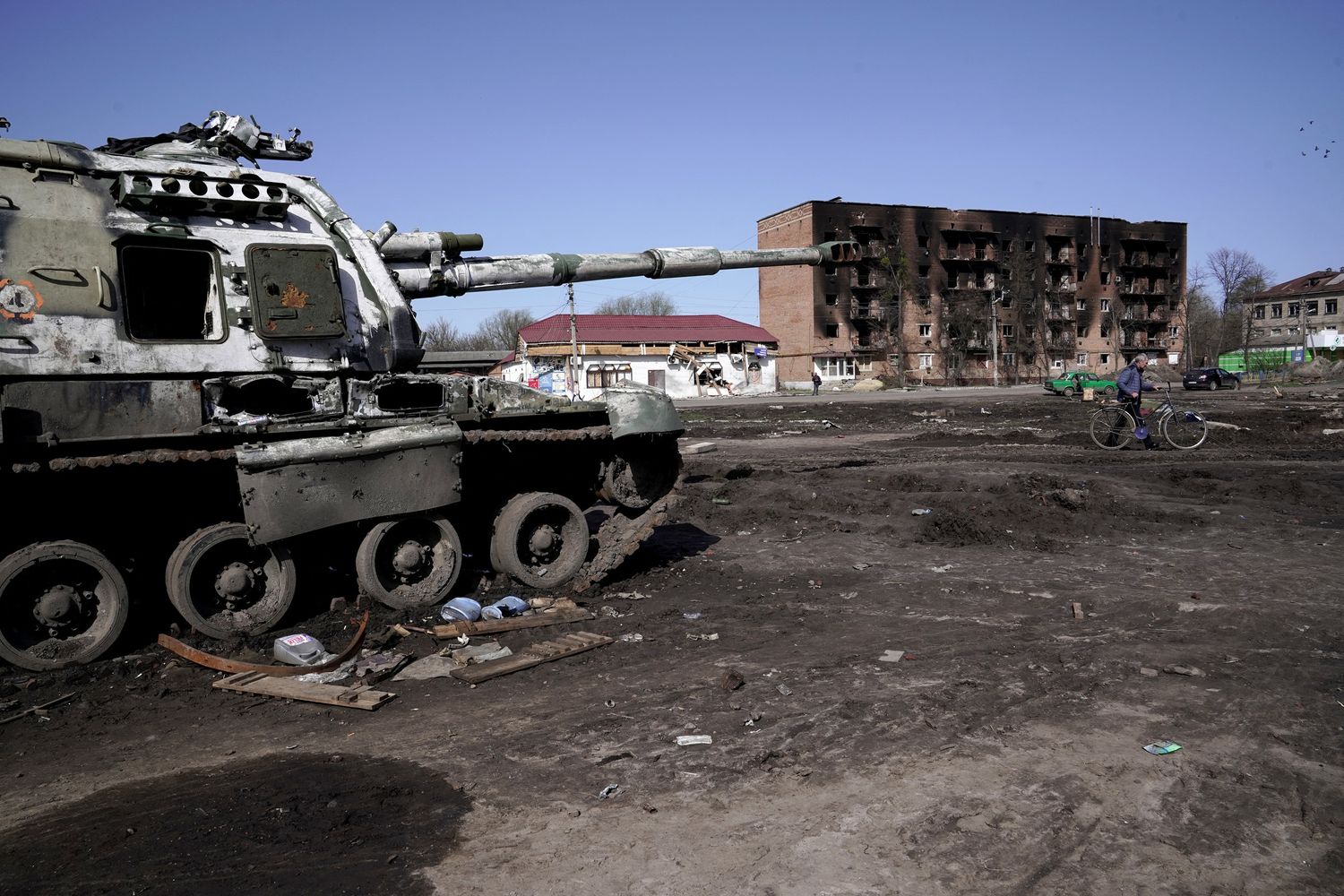 Quel che resta della citt&agrave; di Trostianets, nella regione di Sumy