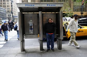 Una cabina telefonica a Manhattan