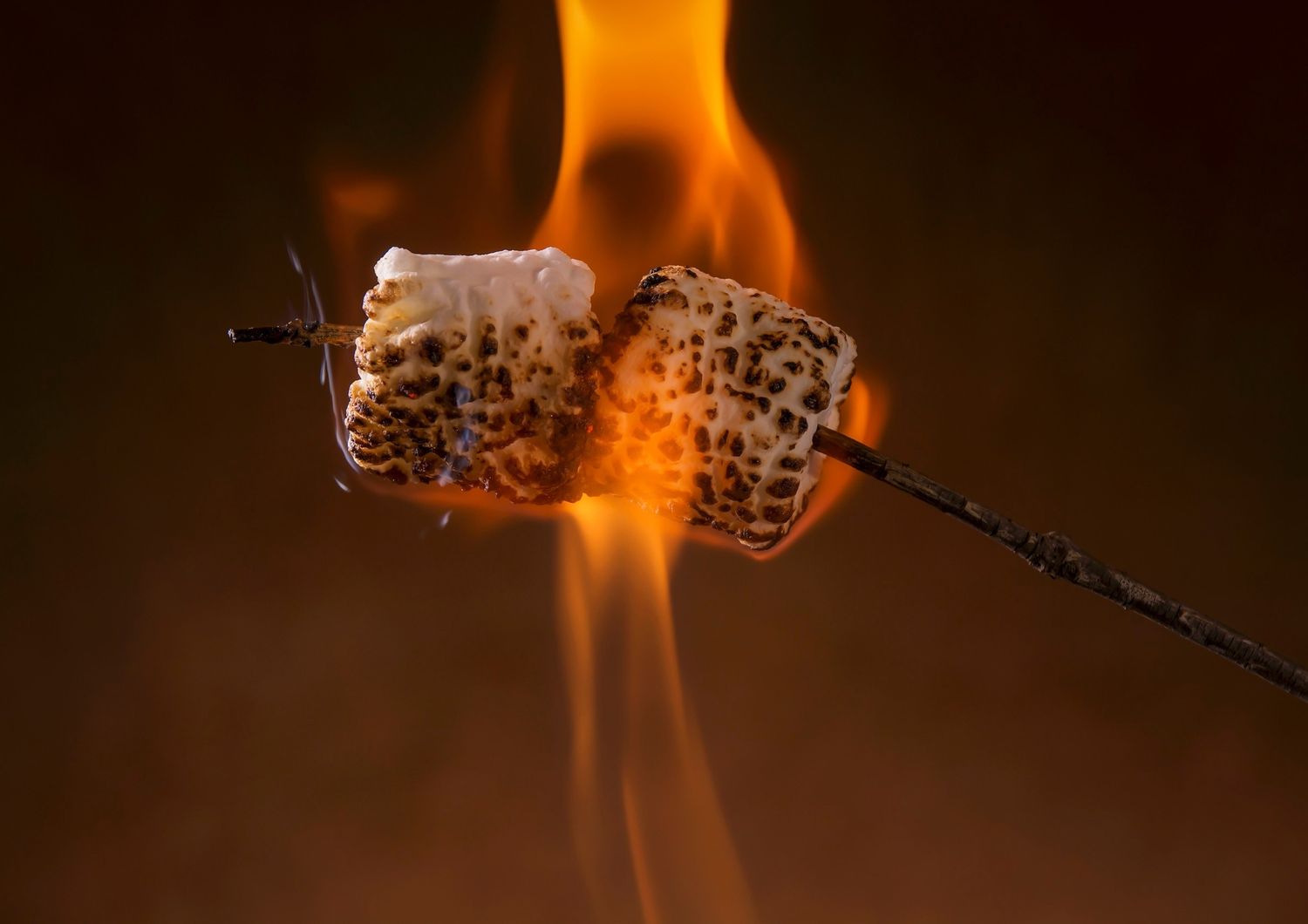 Un&nbsp;marshmellow cotto al fuoco