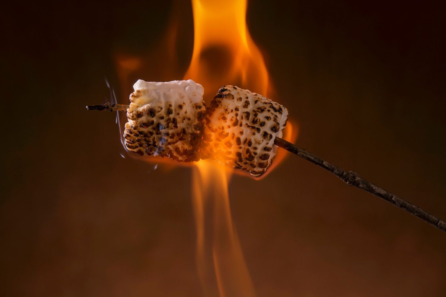 Un&nbsp;marshmellow cotto al fuoco