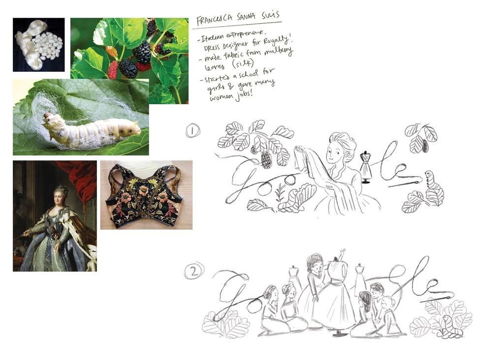 I bozzetti per il Doodle, a cura dell'illustratrice di Google Sophie Diao