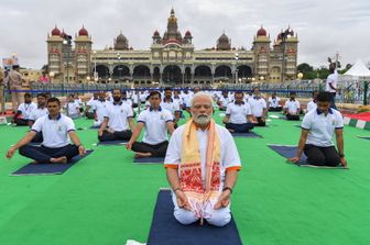 Il primo ministro indiano Narendra Modi per le celebrazionidella 'Giornata Internazionale dello Yoga'&nbsp;&nbsp;