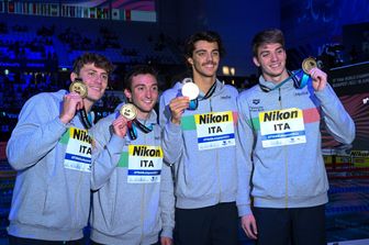 La medaglia d'oro vinta nella gara dei 4X100 mista&nbsp;