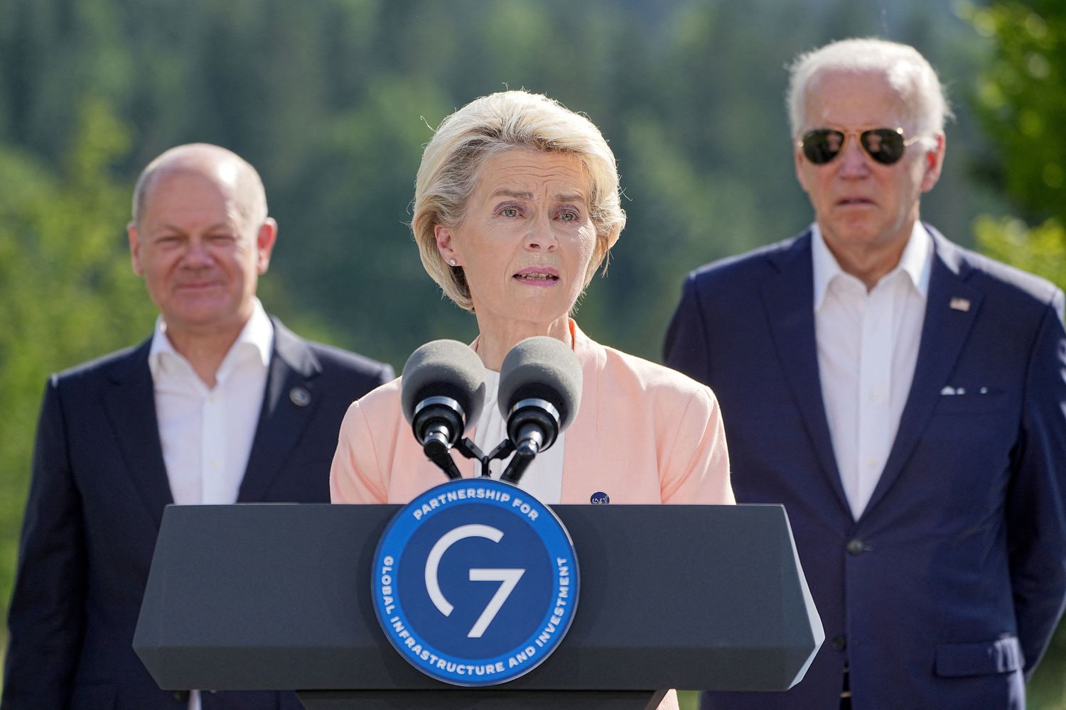 Ursula von der Leyen, Joe Biden e Olaf Scholz