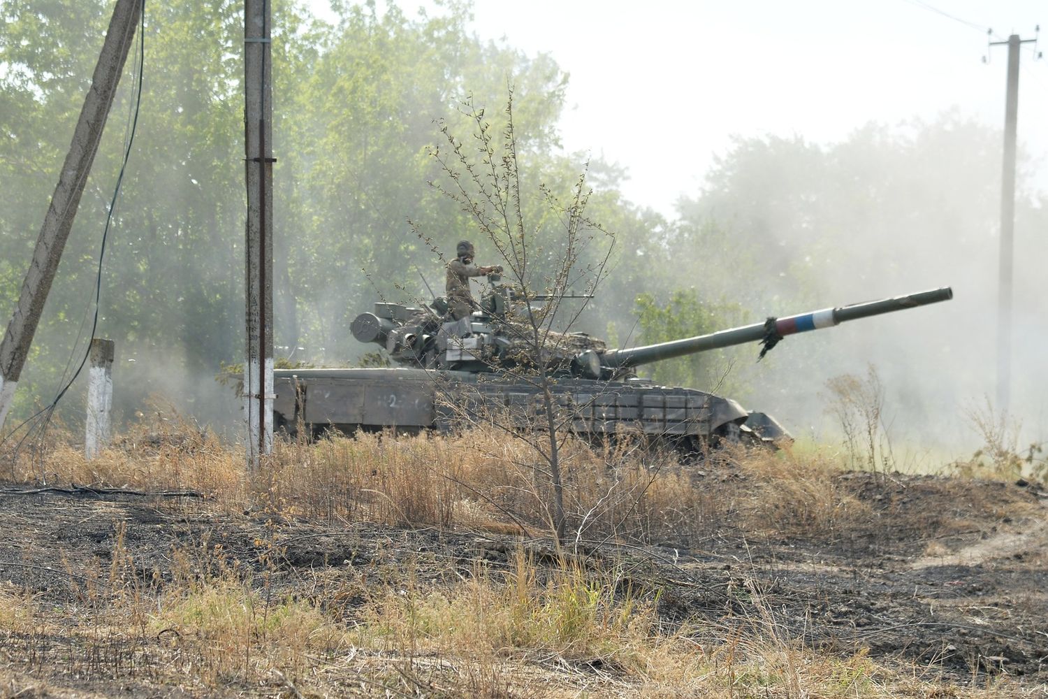 Un carro in azione nella regione di Lugansk