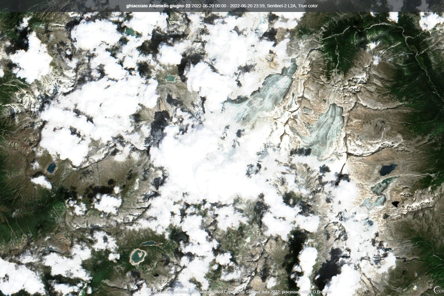 Marmolada, immagini satellitari