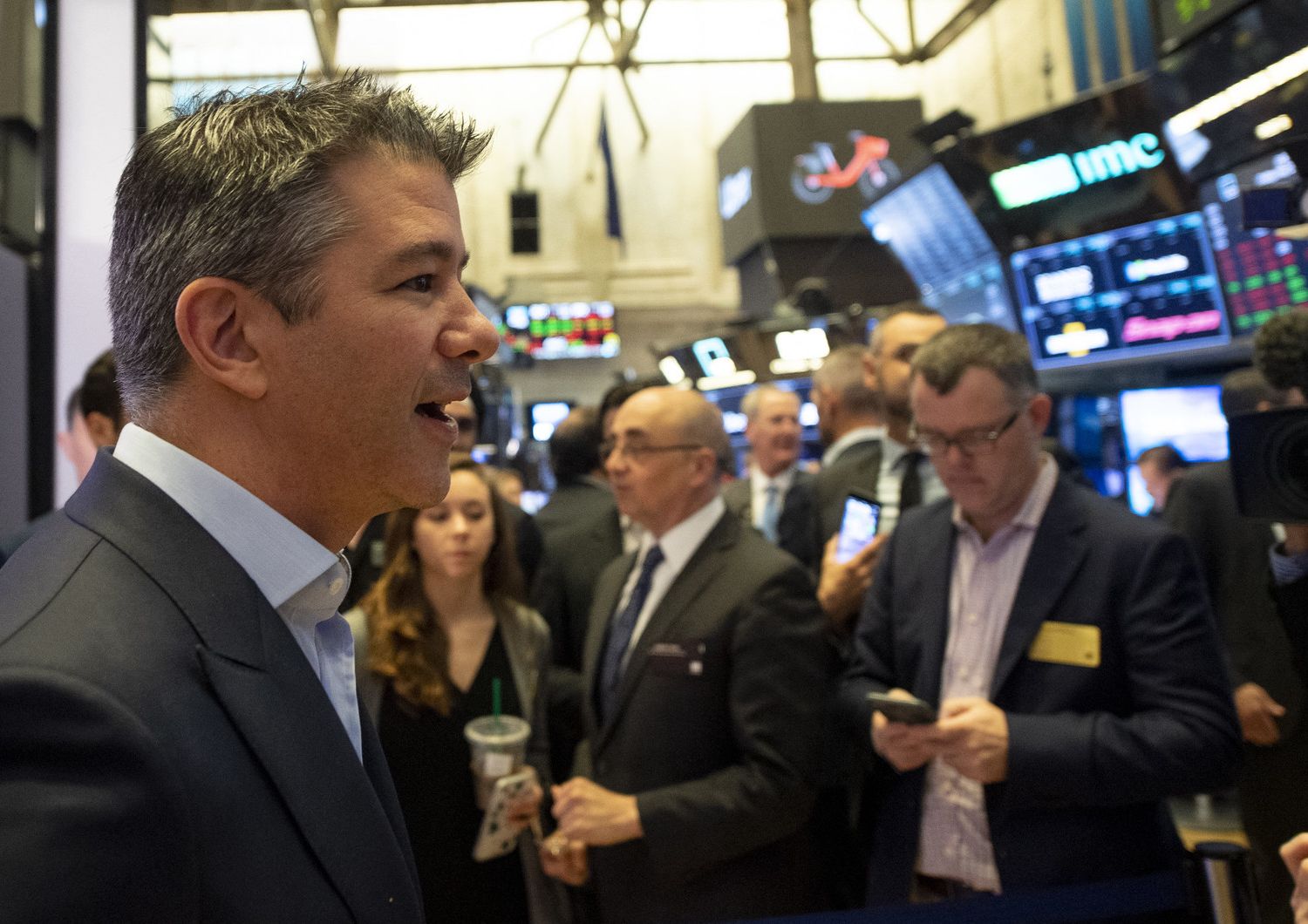 Il cofondatore di Uber, Trevor Kalanick, al lancio dell'Ipo a Wall Street