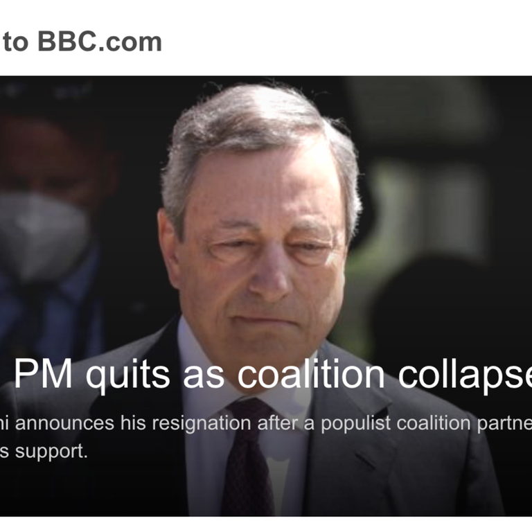 Bbc, apertura su Mario Draghi&nbsp;