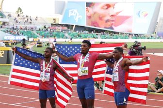 Mondiali atletica tripletta Usa 100 metri oro a Kerley