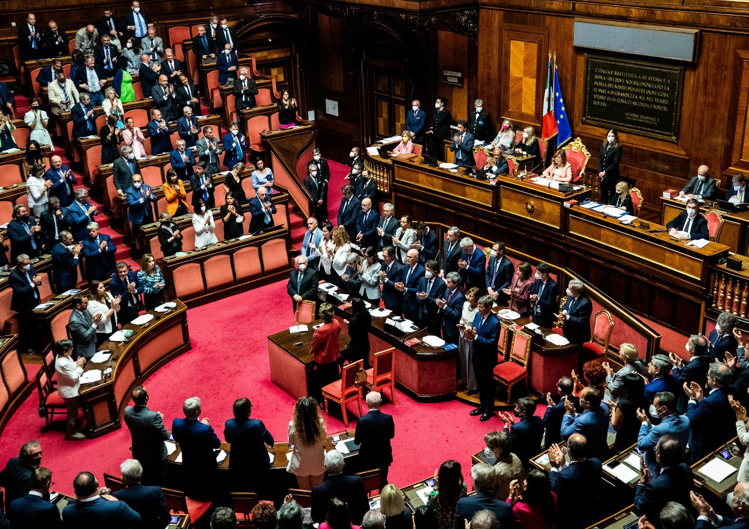 L'Aula del Senato al termine del discorso del premier Mario Draghi&nbsp;