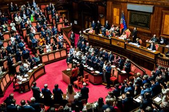 L'Aula del Senato al termine del discorso del premier Mario Draghi&nbsp;