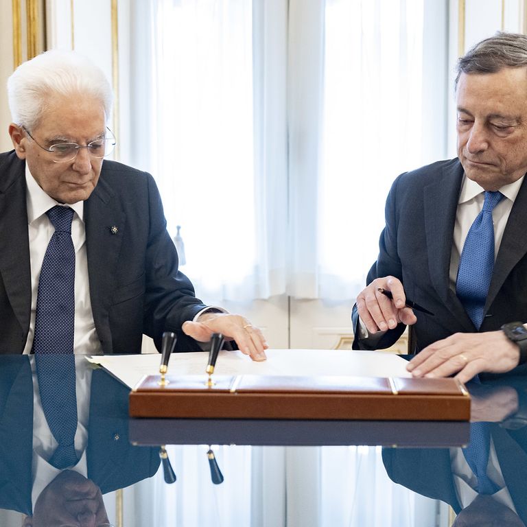 Il presidente della Repubblica Sergio Mattarella e il premier Mario Draghi&nbsp;