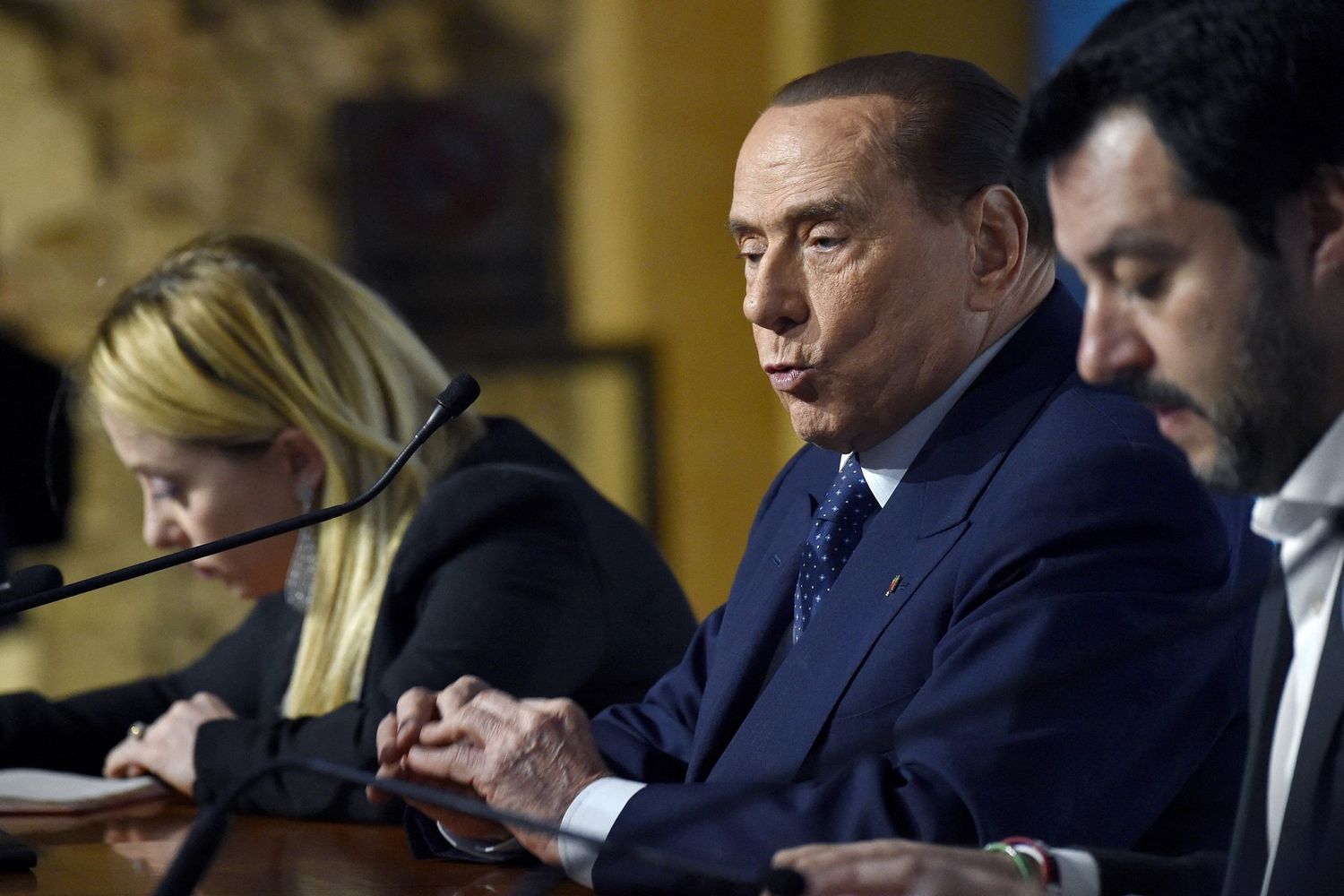 Giorgia Meloni, Silvio Berlusconi e Matteo Salvini&nbsp;