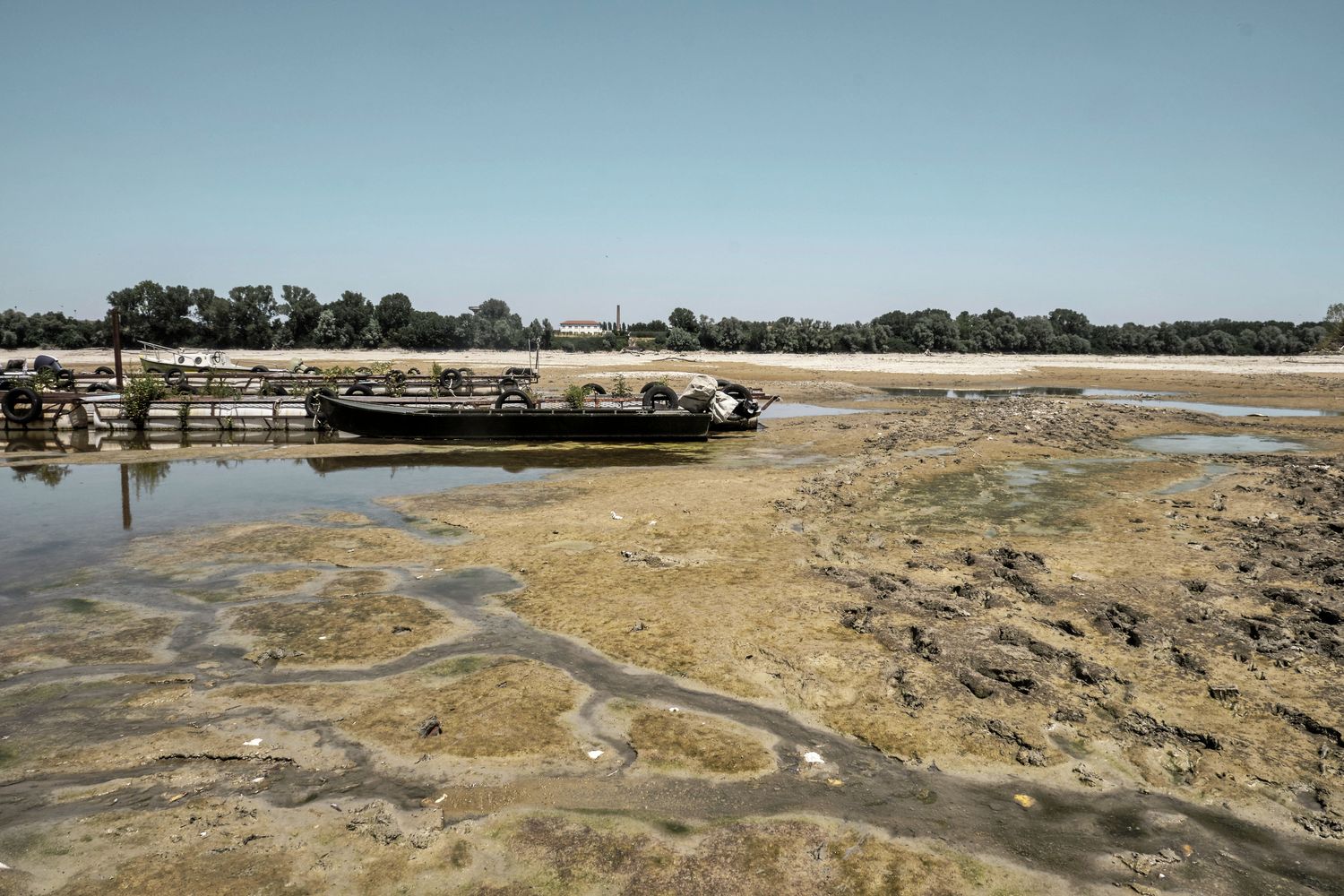 Il fiume Po in secca