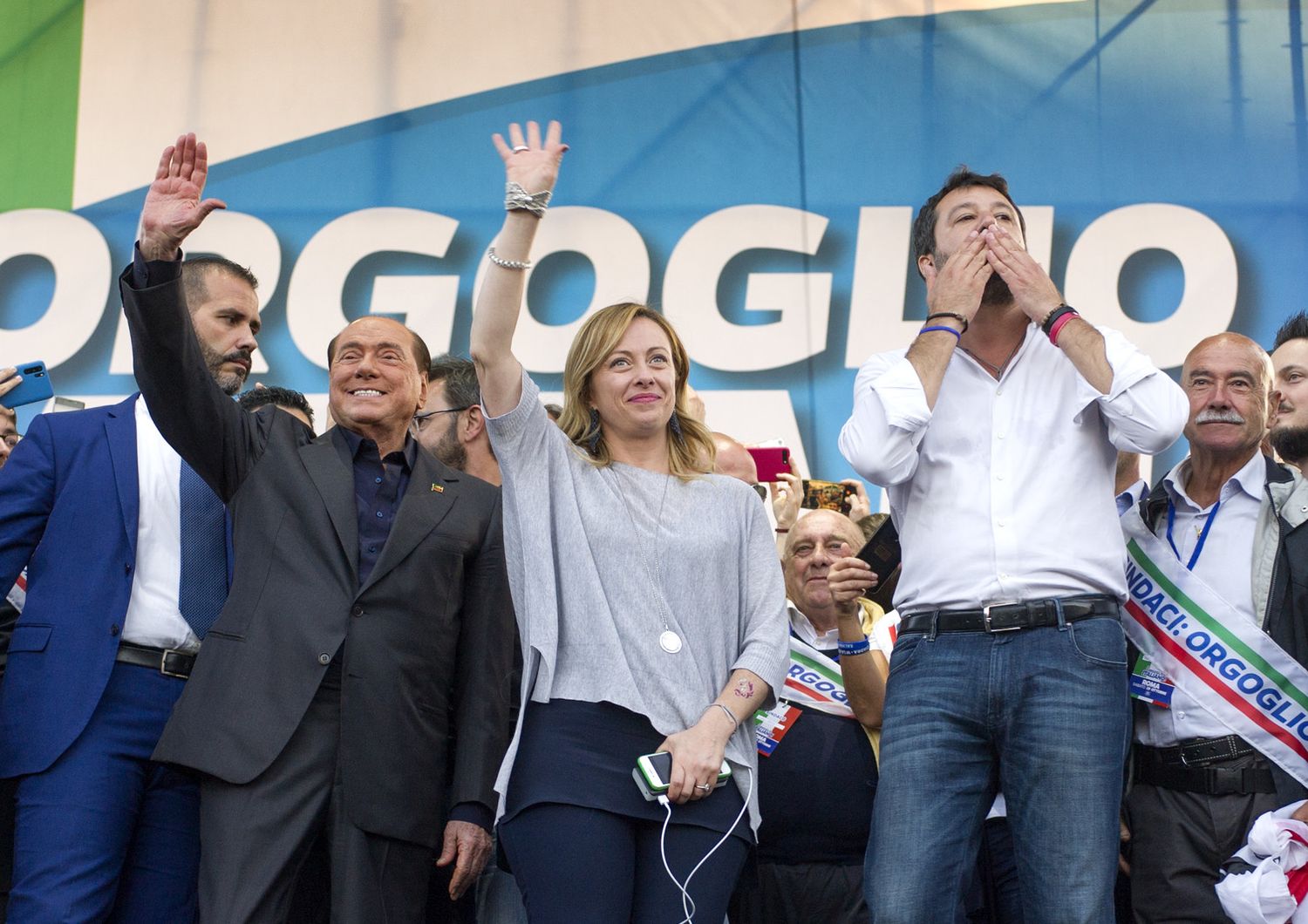 Silvio Berlusconi, Giorgia Meloni e Matteo Salvini&nbsp;