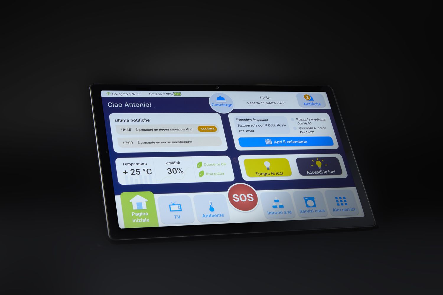 Il pannello di controllo su tablet Samsung