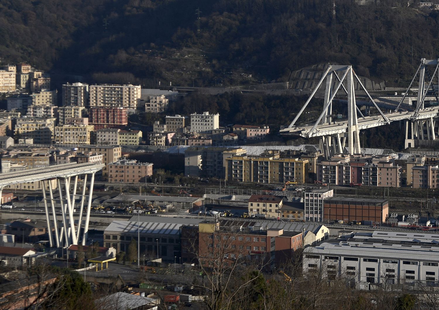 Il ponte Morandi di Genova dopo il crollo&nbsp;