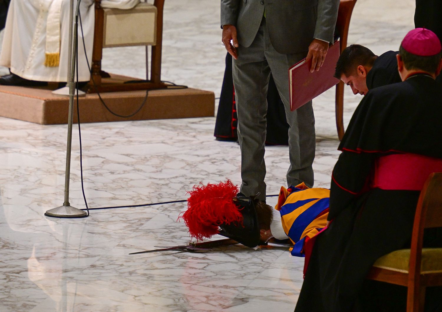 La guardia svizzera svenuta durate l'udienza papale