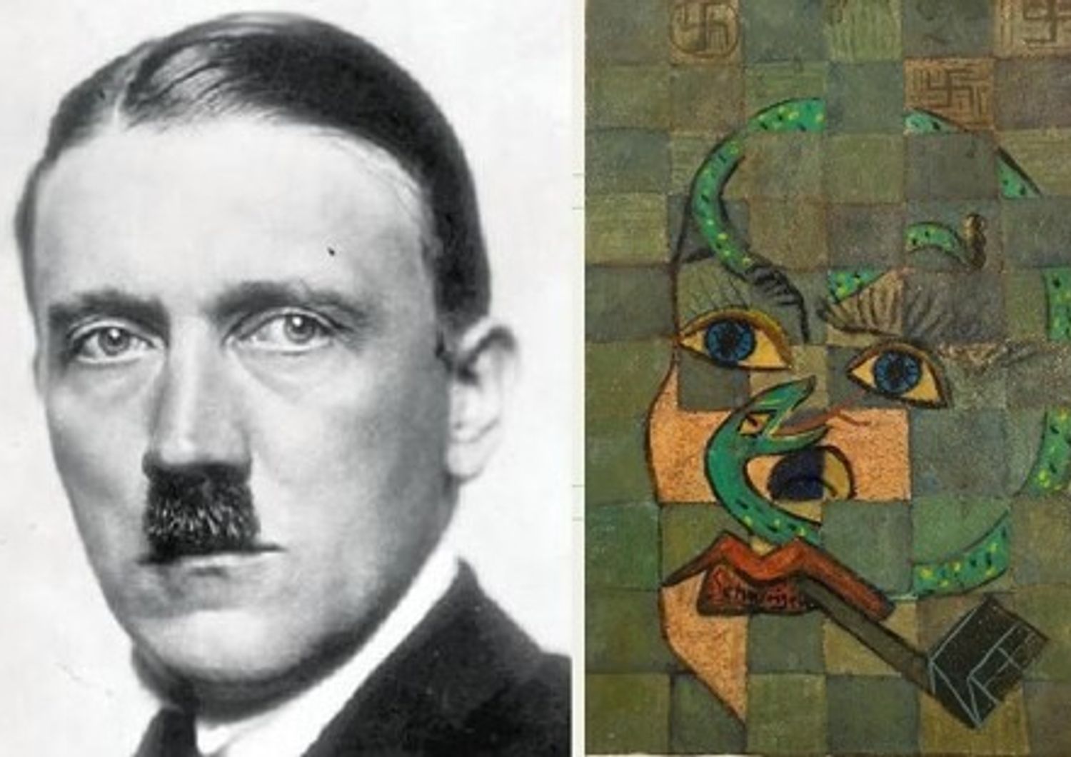 Il volto di Hitler a confronto con il dipinto di Picasso