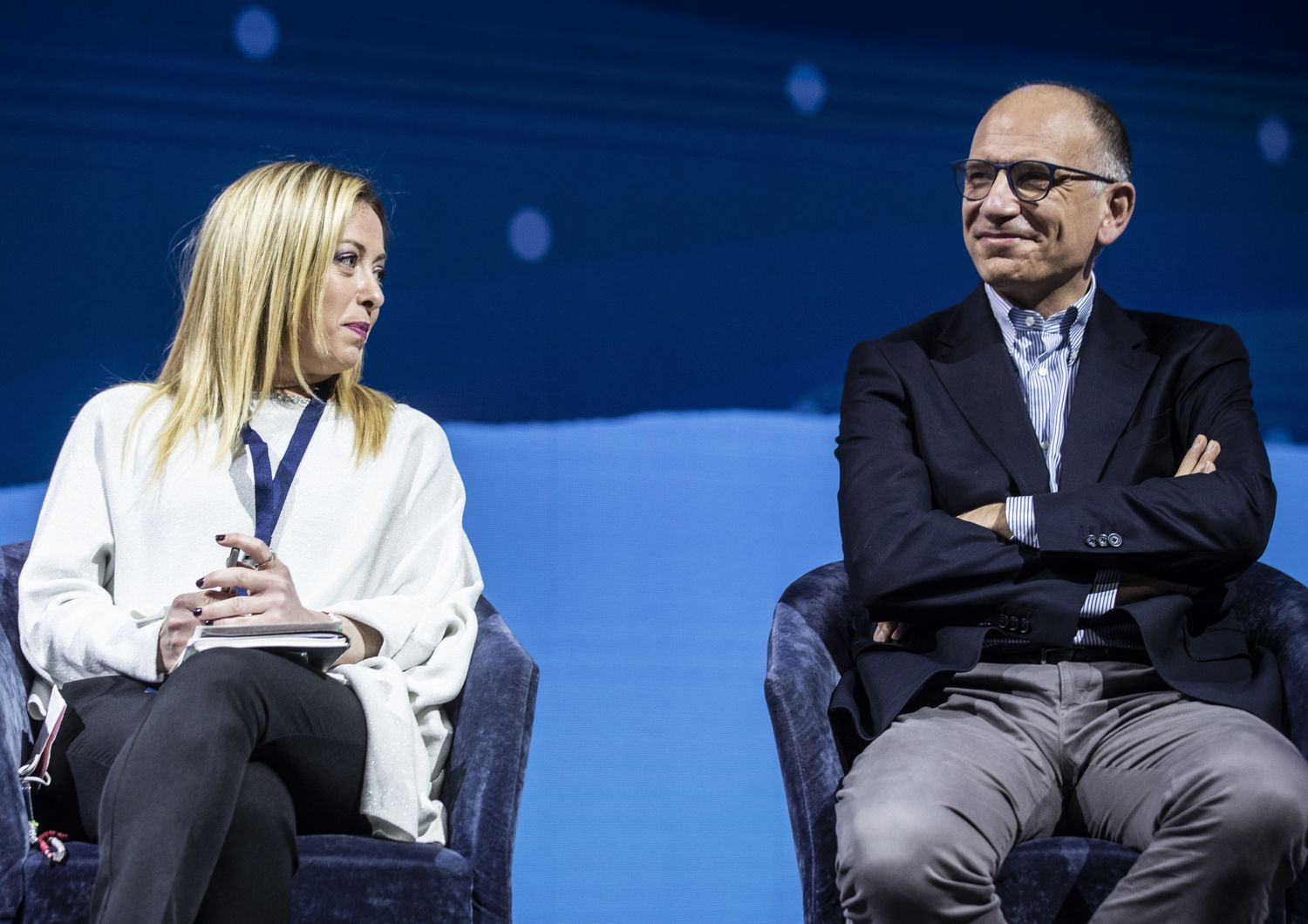 Giorgia Meloni ed Enrico Letta