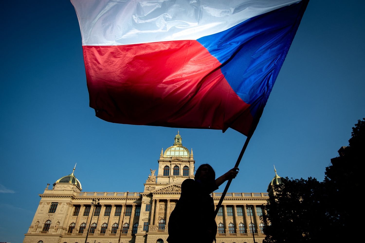 Un manifestante a Praga&nbsp;