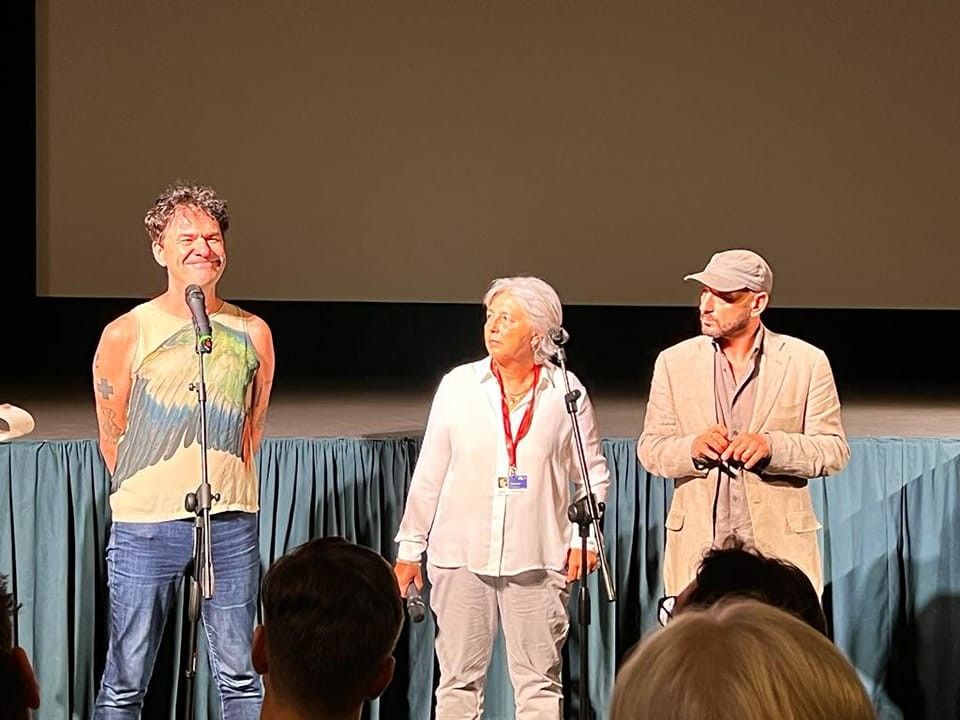 Tony Saccucci (a destra) al Festival di Venezia con Mark Cousins