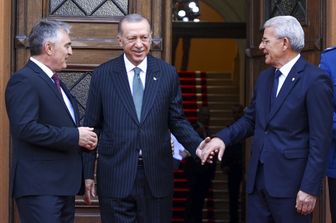 Recep Tayyip Erdogan con il presidente bosniaco Sefik Dzaferovic e Zeljko Komsic&nbsp;