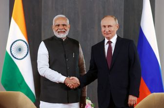Il premier indiano&nbsp;Narendra Modi con il presidente russo Vladimir Putin