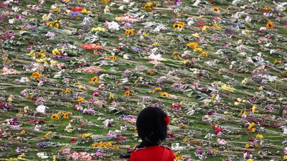 La distesa di fiori davanti a Buckingham Palace