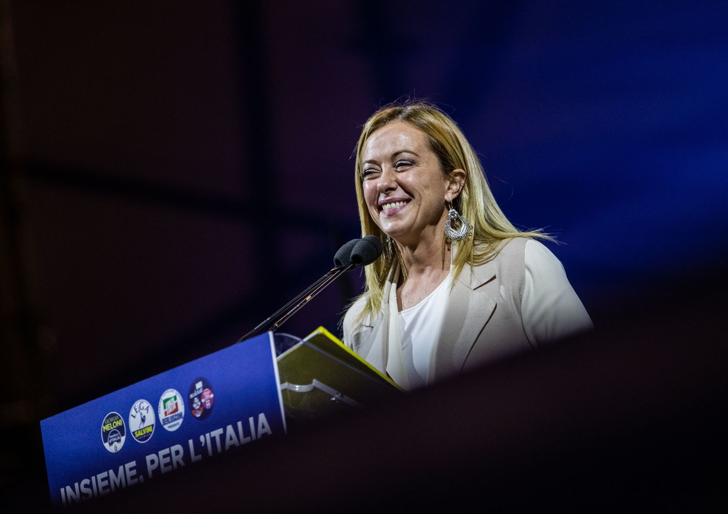 Giorgia Meloni a piazza del Popolo&nbsp;per la chiusura della campagna elettorale