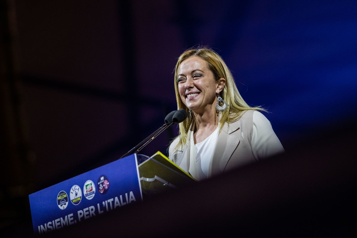Giorgia Meloni a piazza del Popolo&nbsp;per la chiusura della campagna elettorale