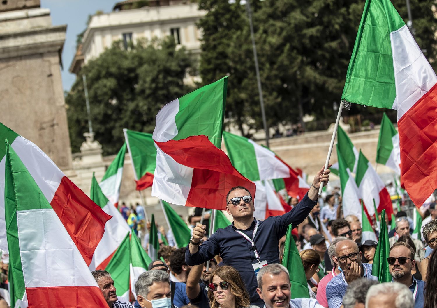 Una manifestazione di elettori del centrodestra