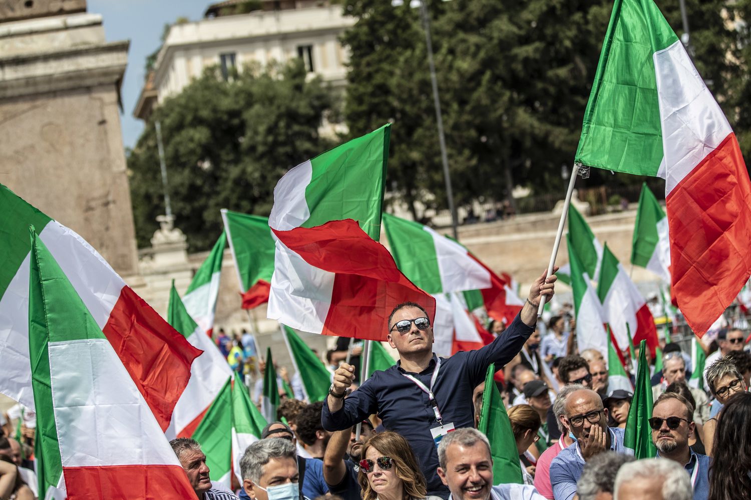 Una manifestazione di elettori del centrodestra