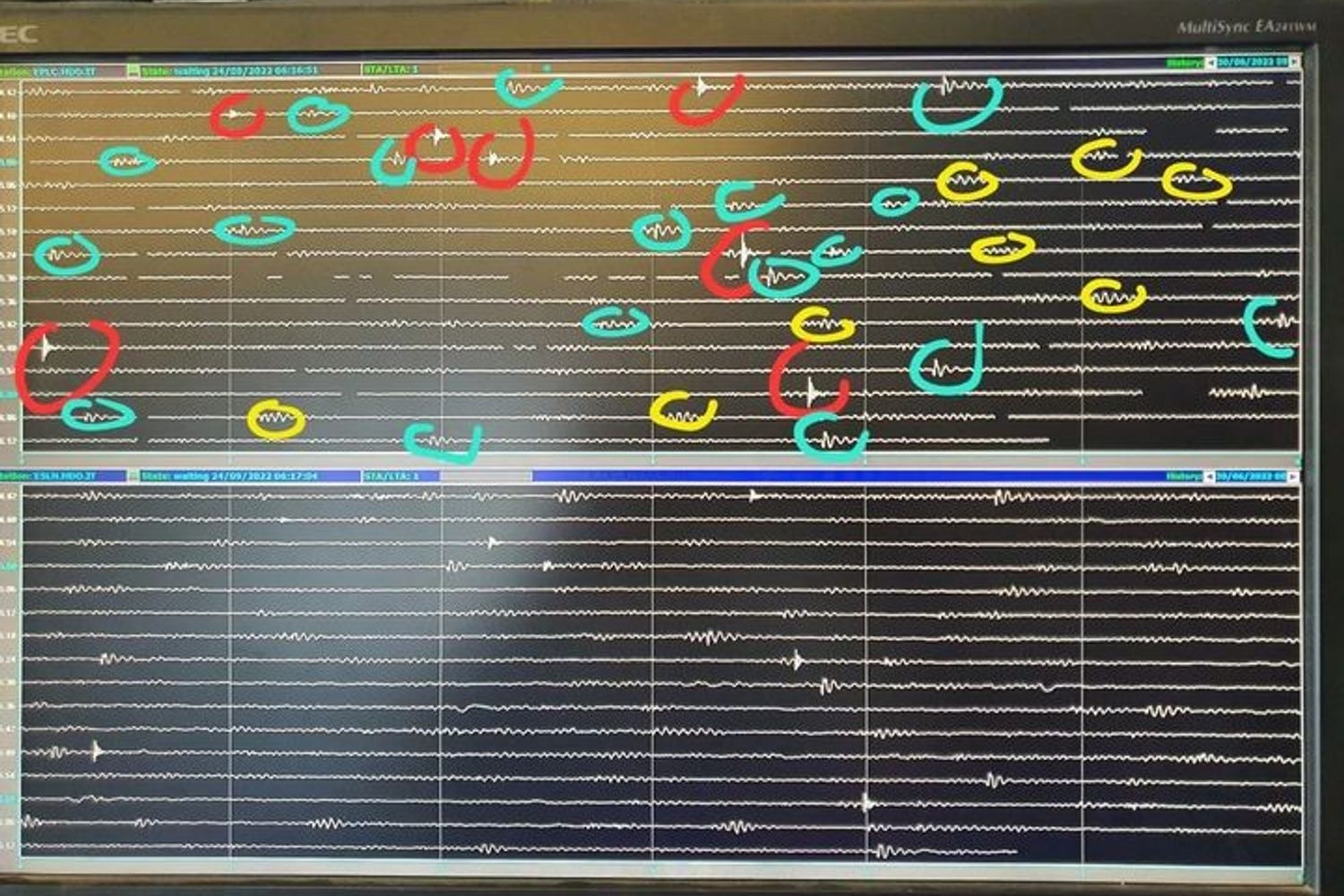 Un monitor dell'Ingv di Catania
