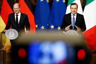 Olaf Scholz e Mario Draghi &nbsp;