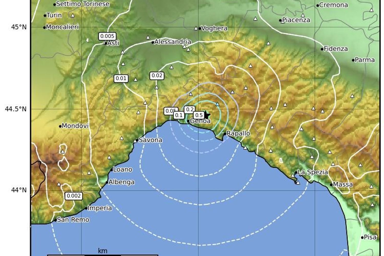 L'epicentro del terremoto&nbsp;