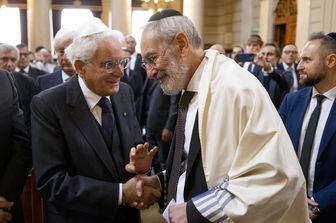 Il Presidente Sergio Mattarella con il Rabbino Capo di Roma Riccardo Shemuel Di Segni&nbsp;